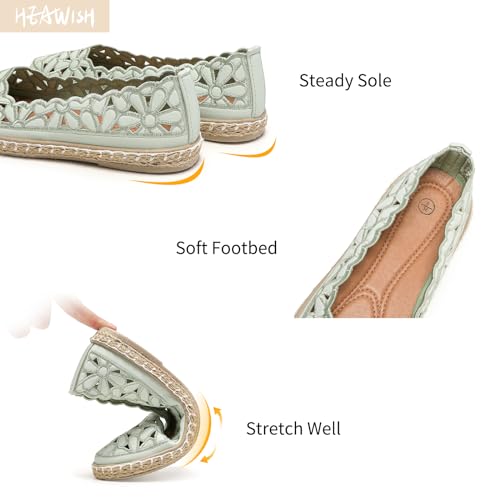 Image of HEAWISH Women's Ballet Flat Daisy Round Toe Dress Shoes Casual Slip On Rope Loafer