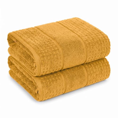 SUPERIOR Napa Soft Zero Twist Cotton 2-Piece Bath Towel Set, Gold