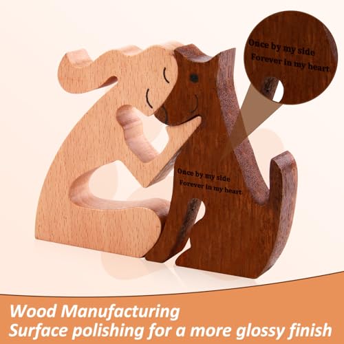 Smomend Mann und Hund Holzstatue Holzskulptur Hundefiguren Ornamente, 11 x 8,5 x 1,5 cm, Schreibtisch und Regal, Mensch-Hund Bindung Kunstwerk als Geschenk für Hundeliebhaber, Familie und Freunde