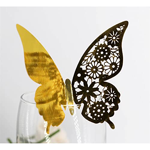 GIVBRO Lot de 50 Cartes Marque-Place en Forme de Papillon pour Table Bouquet de Cartes de Vœux pour Décoration de Mariage Dorée