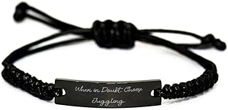 When in Doubt, Choose Juggling. Black Rope Bracelet, Juggling Engraved Bracelet, Unique Idea Gifts for Juggling