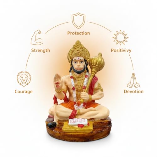 Image of Hanuman Idol for Car Dashboard, Bajrangbali Murti for Car, anjaneya Swamy Idol for car, mini Hanuman Idol, Dashboard Idol for Office Desk, Statue for car Dashboard