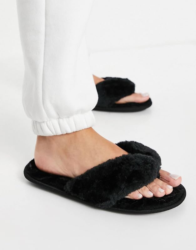 Image of Wolvesden Flip-Flops & Slippers Indoor Non-Slip Soft Thong Fur Flip-Flop And Slippers For Women