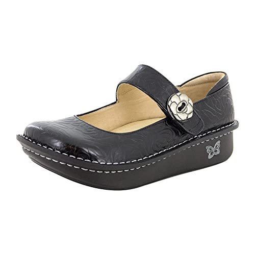 Alegria Paloma Womens Mary Jane Shoe Black Embossed Rose 8 M Us #TOP15