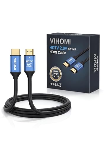 Image of 4K HDMI Cable, HDMI 2.0 High Speed Cable with Blue Metal Connectors, 4Kx2K Support, Mirror and Extended Mode for Gaming and HDTV -1.5Meter