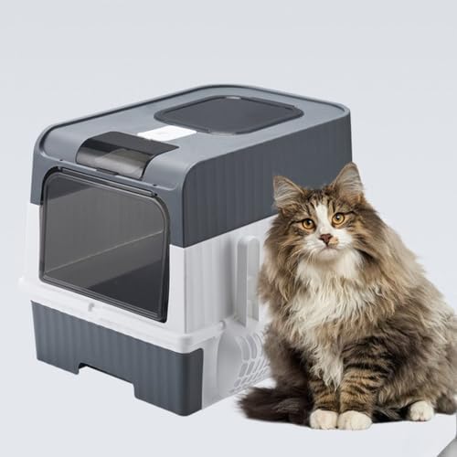 Arenero grande para gatos con puerta sellada y pala miniatura 6