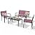 Shintenchi 4 Pieces Patio Furniture Set All Weather Textile Fabric Outdoor Conversation Set, with Glass Coffee Table, Loveseat, 2 Single Chairs for Home, Garden, Lawn, Porch?Black?