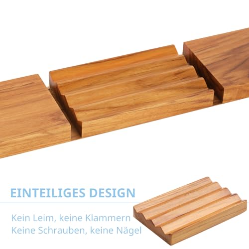 Teak soap Dish for Shower 1pcs by HTB, Wood Decorative Bath soap Holder Heightened Base Design to Keep Soap Dry in Kitchen - Image 4