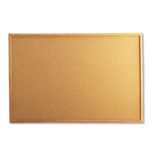Universal 43603 Cork Board with Oak Style Frame, 36 x 24, Natural, Oak-Finished Frame