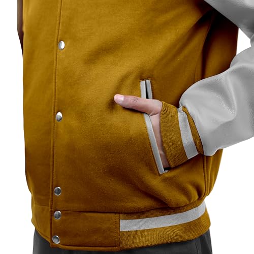 Image of Baseball Wool Letterman Varsity Faux Leather Sleeve For Men | Wool Varsity Bomber Jacket