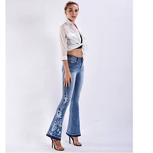 Lisskolo Bell Bottom Jeans for Women Flared Floral Embroidered Jean Wide Leg Denim Pants3