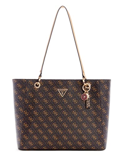 GUESS Damen Noelle Noel Tote Tragetasche, Schultertasche, Braunes Logo