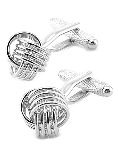 Jonwo Twist Knot Cufflinks In Gift Case Cuff Links For Men Lady Daily Shirt Buttons Business Wedding Gift Party Tuxedo Shirt Accessory (Silver Knot Cufflinks) #TOP30