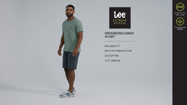 Lee Pantaloni Corti Cargo Uomo Extreme Motion Crossroad: Traditional Camo, Tessuto Elasticizzato, Taglia 36