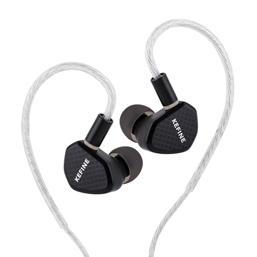 Image of Kefine Klean in-Ear Monitor, 10mm DLC Diaphgram Dynamic Driver IEM Earphones, HiFi Wired Gaming Earbuds with Dual Interchangeable Nozzles & Detachable 2-PIN Cable (with Mic Type-C, Black)