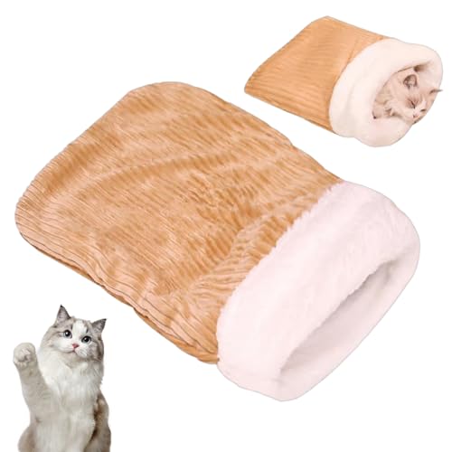 EZOULUOBA Katzenschlafsack Selbstwärmend – Gemütliches Katzenbett mit 360° Wickelfunktion Katzenhöhle,Cat Winter Sleeping Bag,...