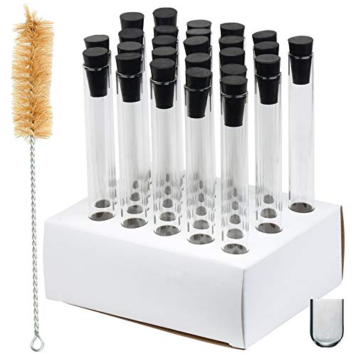 16x150mm Glass Test Tubes with Rubber Stoppers and Cardboard Rack, Cleaning Brush, Karter Scientific 212V9 (Pack of 25)