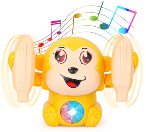Image of Zest 4 Toyz Dancing Monkey Musical Toy for Kids Baby Spinning Rolling Doll Tumble Toy with Voice Control Sensor Light and Music Rotating Arm Sound Toy - Made in India (Random Color Dispatch)