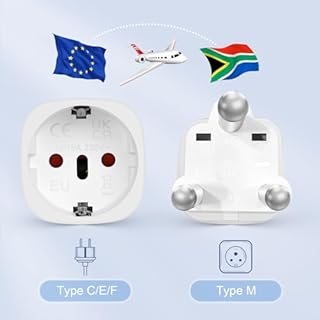 【2 Pièces】 Adaptateur de Voyage France vers Afrique du Sud, 2 Broches Europe vers 3 Broches Type M, Adaptateur de Prise pour Mozambique, Bhoutan, Namibie, Botswana