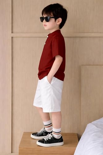 Image of Fashion Dream Boys Cotton Blend Solid Co-ord Set|Boys Co-ord Set|Boy's Clothing Set|Boy's 2 Piece Set|Clothing Set|Boys T-Shirt and Short Set|Co-ords