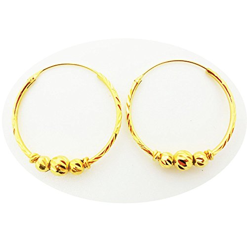 Hoops 22K 24K THAI BAHT YELLOW GOLD PLATED EARRINGS JEWELRY2