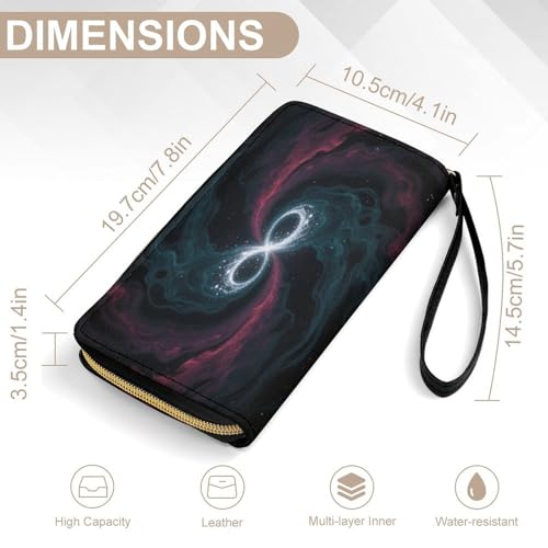 Women's Wallet Long Bifold Women's Clutch Dark Matter Tides Printed Wristlet Wallet 7.8 * 4.1 * 1.4 Inches with Wristlet2