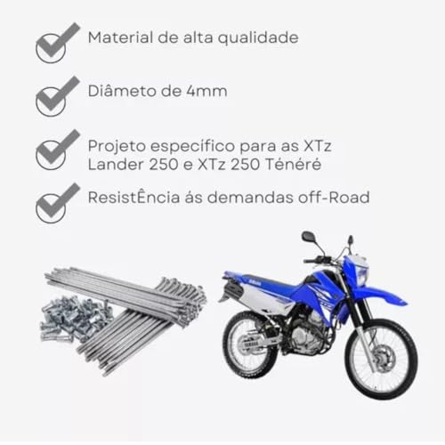 Raios Aço Inox 4mm Ddl Dianteiro E Traseiro Xtz Lander 250