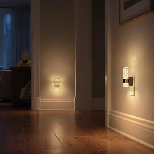 Image of DORESshop LED Night Lights Plug Into Wall, 0-100LM Dimmable Nightlight | Bubble Decorative Night Light with Dusk-to-Dawn Sensor, Wall Sconce-Style Design Nightlights for Bathroom, Hallway,Stairway