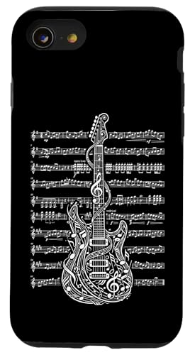 エレキギター プレーヤー ギタリスト 楽器 ノート スマホケース iPhone SE (2020) / 7 / 8 用