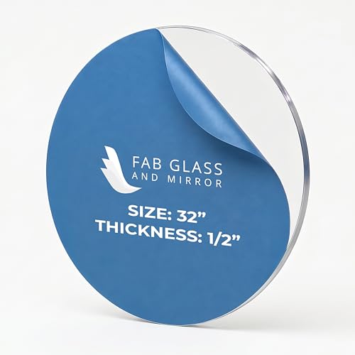 Image of Clear Plexiglass Sheet Round 32 Inch Diameter 1 /2 Inch Thick Acrylic Cake Board Display Stand Flame-Polished Tabletop Protector for Crafts Coasters by Fab Glass and Mirror