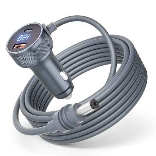 Starlink Mini DC Power Cable Cigarette Lighter with Digital Display USB/Type C Socket 10FT Starlink Mini Cable 12V-24V DC Car Power Cord for Star Link Cigarette Lighter Adapter Gray 18AWG 3M