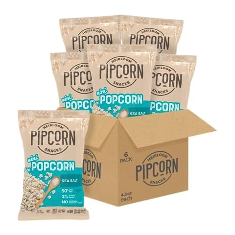 Heirloom Sea Salt Mini Popcorn by Pipcorn - 4.5oz 6pk - Healthy Snacks, Gluten Free Snacks, Heirloom Corn, Salty Snacks Cover