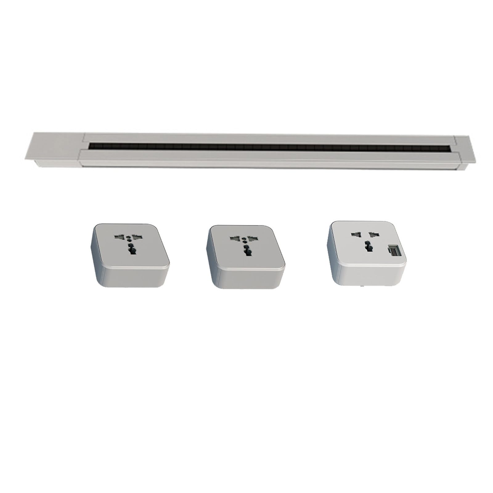 Power Strips Kitchen Power Strip, Embedded Switch, Concealed Rail Slide Socket Suitable for Home and Office(Silver,40CM)