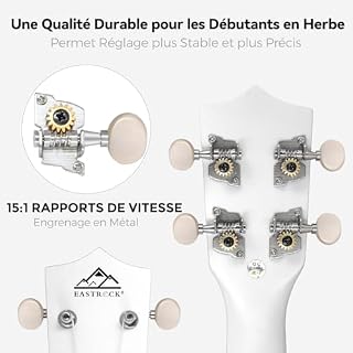EastRock Ukulélé Soprano Débutants, Hawaïen Ukulele 21 pouces pour Enfant, Yukulele de Kit (Blanc) - Les Beatles, Paul McCartney, John Lennon, RIngo Starr, George Harrison EastRock Ukulélé Soprano Débutants, Hawaïen Ukulele 21 pouces pour Enfant, Yukulele de Kit (Blanc) – Image 2