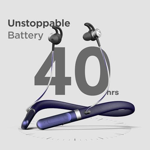 Image of GOBOULT FCharge Bluetooth Earphones 40H Playtime, Zen ENC Mic, Dual Connectivity, Type C Fast Charging,14.2mm Bass Driver, Made in India, IPX5, Silicon (Royal Blue)