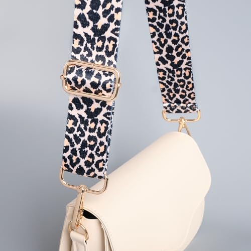 Image of chushui Khaki and Black Leopard Adjustable Crossbody Bag Strap, Animal Print Purse Strap, Wild Spectrum Collection, Replacement Shoulder Strap for Handbags, Totes, Crossbody Bags,Fits Most Bags