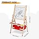 HOMCENT Kindertafel aus Holz mit Papierrollenhalter für Kinder, Doppelseitige Drehbare Kunst Staffelei für Jungen Mädchen, Staffelei Holz Kinder mit Whiteboard, Tafel