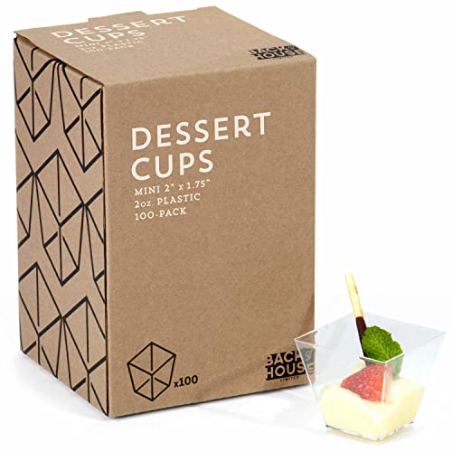 2Oz. Mini Dessert Cups, 100-Pack – Clear Plastic Square Cups – Small Disposable Shooters For Tasting Parfait, Fruit, Cake, Ice Cream, Sauces, Jelly Shots & Appetizers - Parties, Catering & Restaurants #TOP5