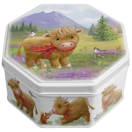 Campbells Shortbread Petticoat Tails Cookies Tin 4.1 Oz (115g) - Cute Highland Cow Decorative Tin with Pure Butter Scottish Shortbread Cookies from Scotland, British Tea Biscuits Gift, Scottish Snacks