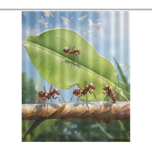 Rideau de douche imperméable Fourmi en polyester lavable 152x183cm