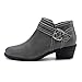 Athlefit Women's Chunky Low Heel Ankle Boots Classic Pointed Toe Side Zipper Grey Booties Size 8