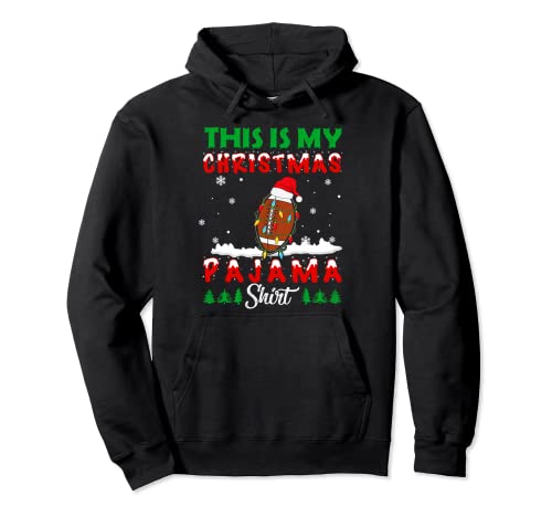 This Is My Christmas Pajama Football Santa Hat Xmas Lights Sudadera con Capucha