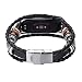 Produktbild Leder Armband Kompatibel mit Xiaomi Mi Band 4, Nourich Weiche Bügel Webart Bördelt Uhrenarmbänder Lederarmband Ersatzband Verschluss Schnellspanner Sportarmband Armbänder (schwarz+Silber)