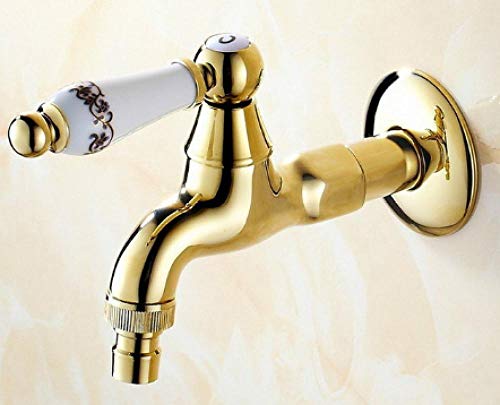 fcndsfk Grifo Grifo de latón de latón Dorado Lavadora Lavadora Grifo para jardín Trapeador Grifo para Piscina Grifo para jardín al Aire Libre