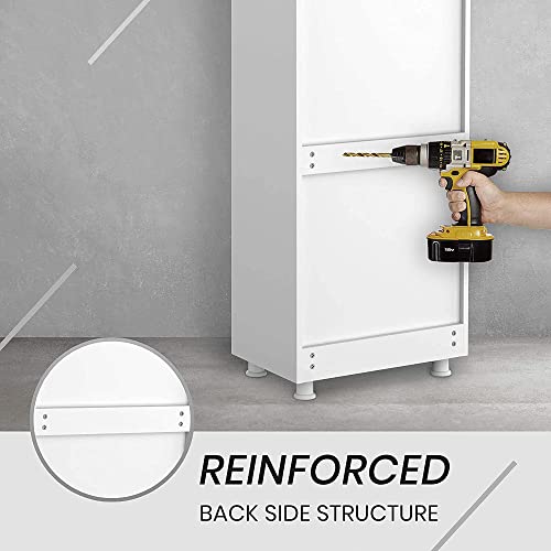 Jpnd Floor Storage Cabinet, 24" W X 41" H X 16" D Free Standing Storage Cabinet With Soft Close 1 Drawer And 2 Doors And Adjustable Shelves, For Bathroom/Kitchen/Garage/Laundry Room/Balcony, White #TOP5