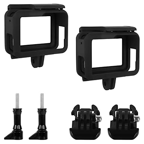 Action Camera Case Mount 2Pcs Camera Frame Case Plastic Frame Mount Case Camera Mount Housing Case with GoPro Hero 7/6/5/(2018) Action Camera Frame Mount Housing Case with 2 Long Screws Movable Base Cover