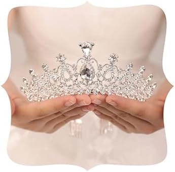 JWICOS Silver Tiara Crown with Comb for Women Elegant Crystal Tiara for Brides Wedding Crown Headband for Pageant Prom Birthday Party