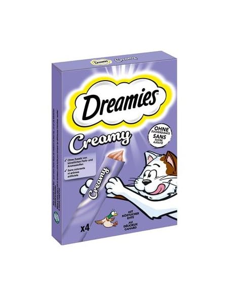 Snack para gatos Catisfactions Creamy Snack | para gatos adultos y gatitos, 3 paquetes de 4 bolsitas cada una (10 gramos), sabor Pato.