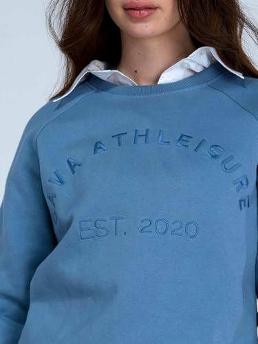 Image of CAVA Essential Sweatshirt for Women | Brushed Fleece, Round Neck, Full Sleeves, Ribbed Cuffs, Embroidery Detail | Cozy Loungewear & Travelwear