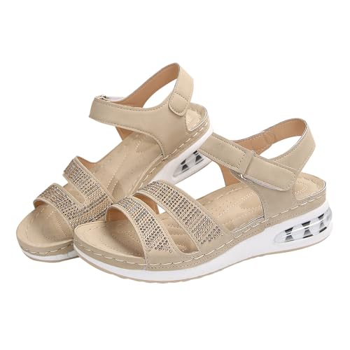 Genérico Sandalias Cuña Mujer Suave Plataforma Cuñas Tacón Sandalias Romanas Con Suelas Gruesas Relaxed Con Hebilla